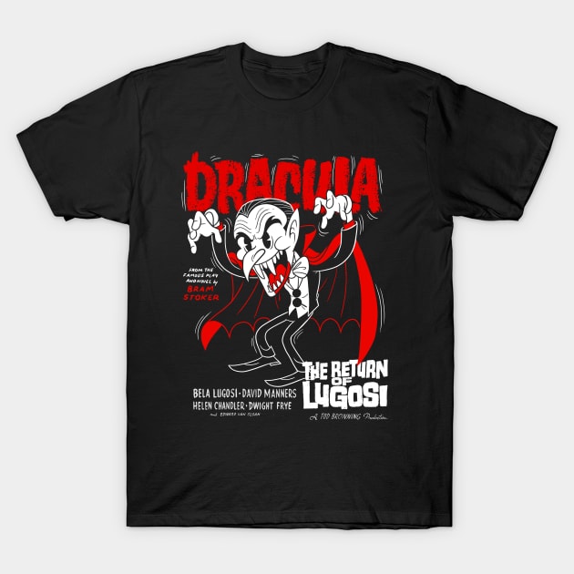 Bram Stoker Dracula Return Lugosi old Cartoon Poster T-Shirt by Juandamurai